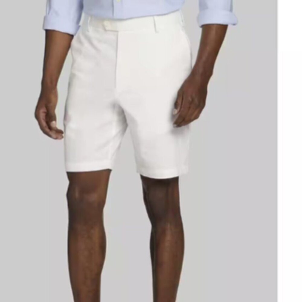 Jos. A.Bank Reserve Collection Tailored Fit Flat Front Linen Shorts -white